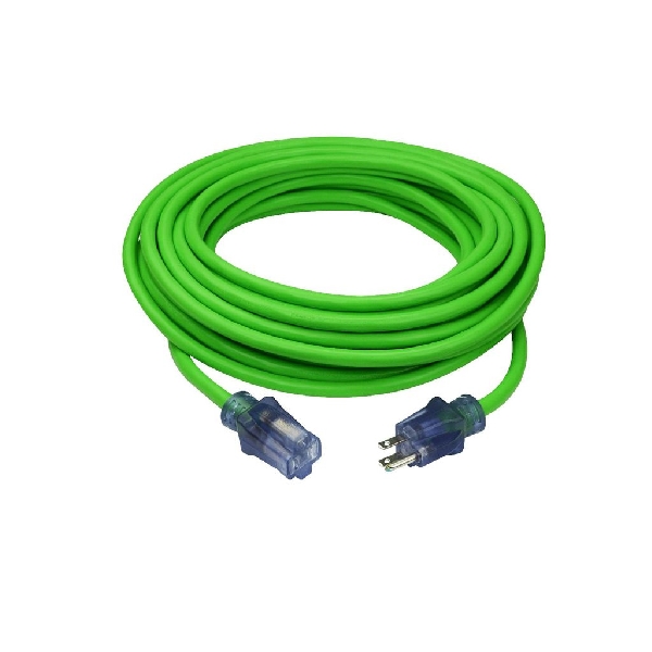 Extension Cord, Prime, 12 AWG Cable, Grounded Plug, 50 ft L, 15 A, 125 V, Green - 3