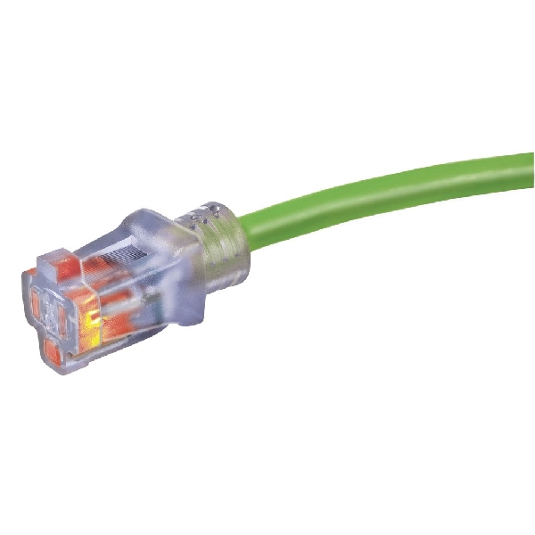 Prime Neon Flex NS512835 Extension Cord, 12 AWG Cable, Grounded Plug, 100 ft L, 15 A, 125 V, Green