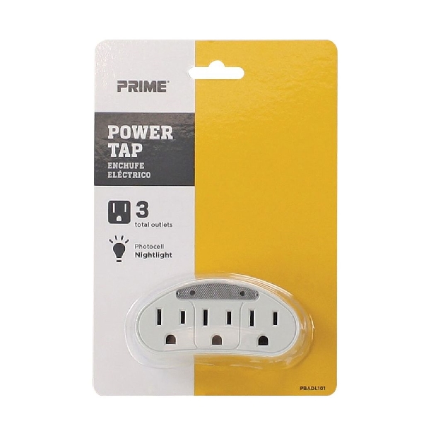 Power Tap, Prime, 15 A, 125 V, 3 -Outlet, White - 2