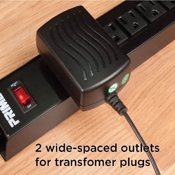Surge Protector, Prime, 125 V, 15 A, 6 -Outlet, 15ft Cord, 1150 J Energy, Black - 3