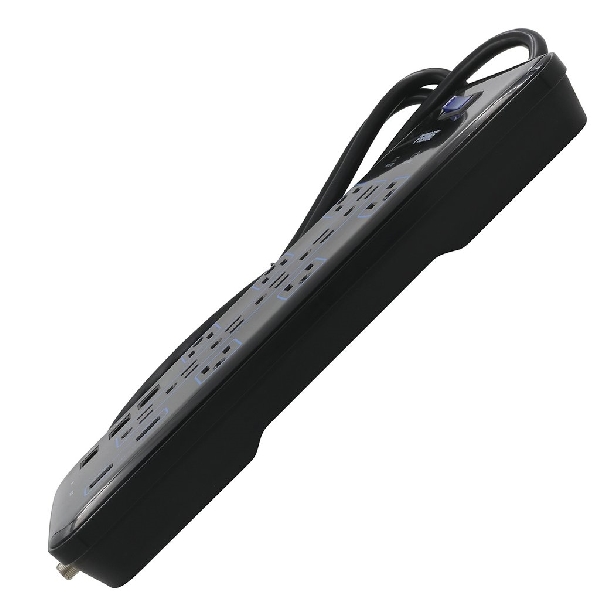Prime PB504142 Surge Protector with USB Charger, 125 V, 15 A, 12 -Outlet, 4200 J Energy, Black - 2