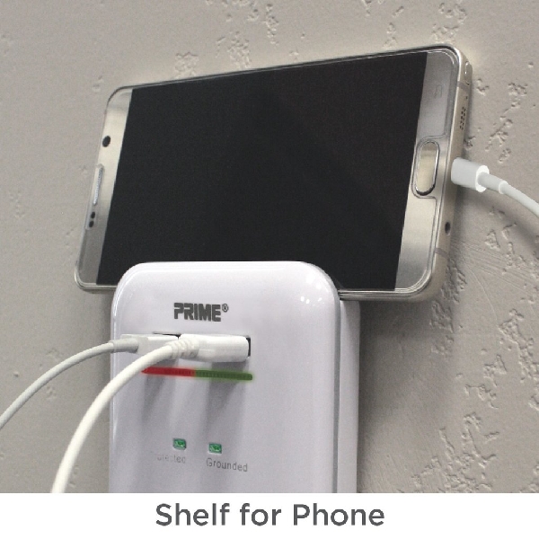 Surge Protector with USB Charger, Prime, 125 V, 15 A, 3 -Outlet, 950 J Energy, White - 4
