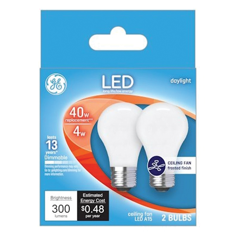 28392 LED Bulb, General Purpose, 300 Lumens, 4 W, A15 Lamp, E26 Lamp Base, Dimmable, Frosted