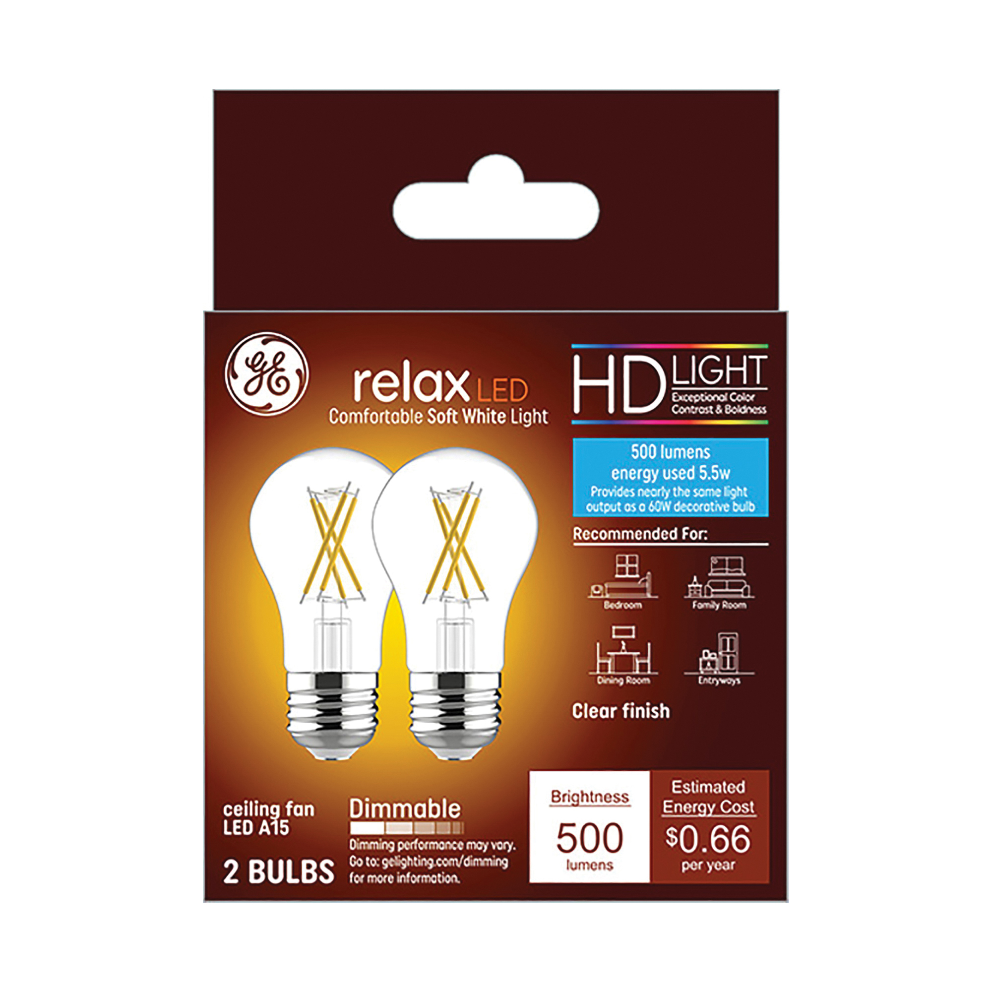 36980 LED Bulb, General Purpose, A15 Lamp, E26 Lamp Base, Dimmable, Clear, Soft White Light