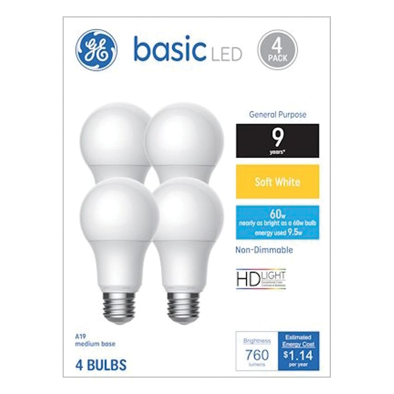 36993 LED Bulb, General Purpose, 750 Lumens, 10 W, A19 Lamp, 60 W Equivalent, E26 Lamp Base