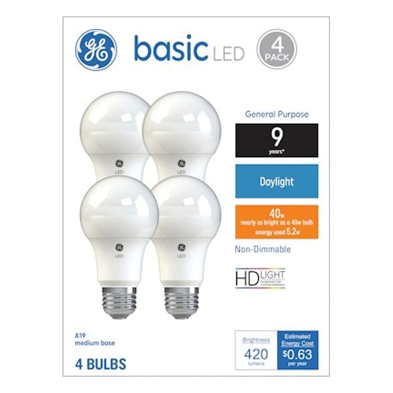 36992 LED Bulb, General Purpose, 400 Lumens, 5.5 W, A19 Lamp, 40 W Equivalent, E26 Lamp Base