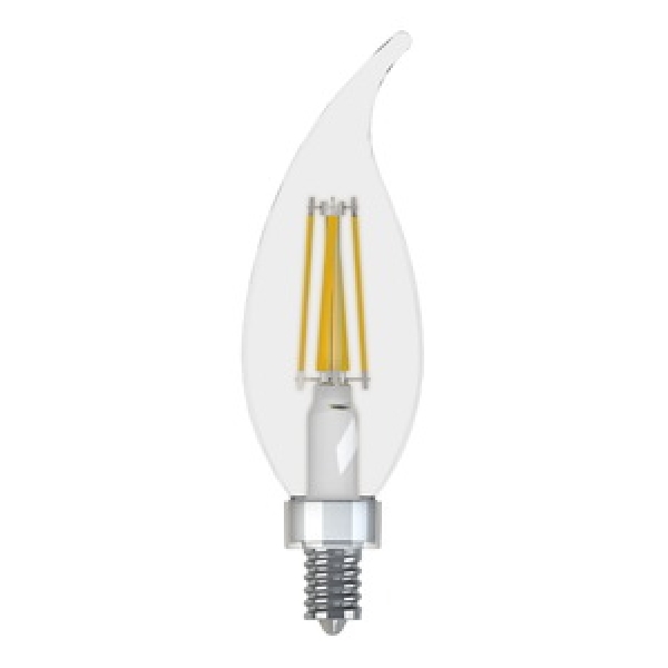 13330 LED Bulb, Decorative, CA Lamp, 60 W Equivalent, E12 Lamp Base, Dimmable, Clear