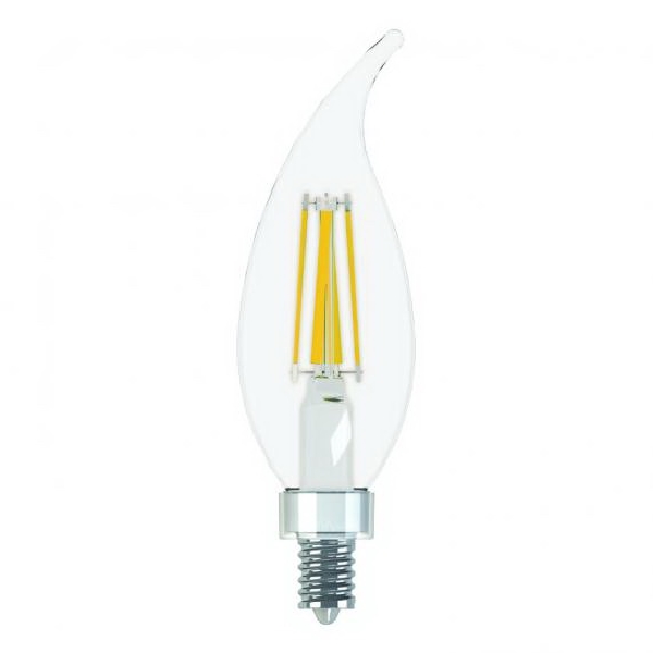 31756 LED Bulb, 120 V, 500 Lumens, 5.5 W, CAC Lamp, 60 W Equivalent, E12 Lamp Base, Clear
