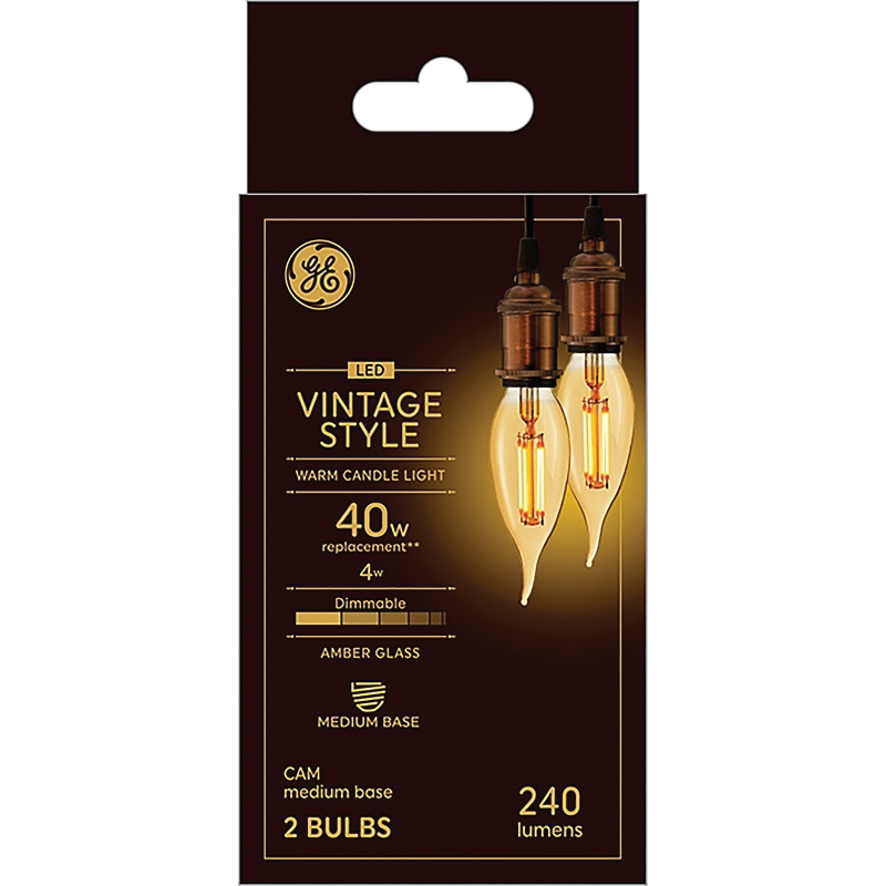 42152 LED Bulb, Decorative, CAM Lamp, 40 W Equivalent, E26 Lamp Base, Dimmable, Amber