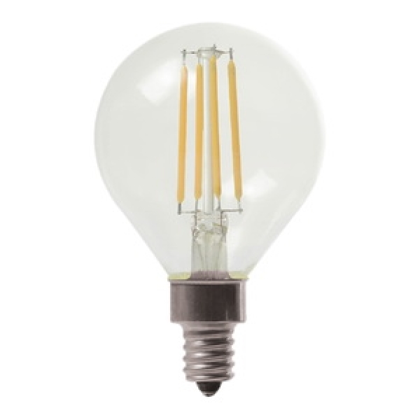 24547 LED Bulb, Globe, G16 Lamp, 60 W Equivalent, E12 Lamp Base, Dimmable, Clear