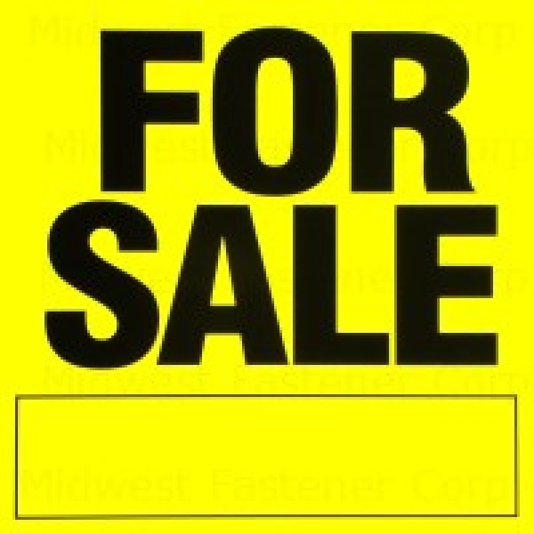 Midwest Fastener 394028 Sign, For Sale, Yellow Background, Styrene, 11 x 11 in Dimensions