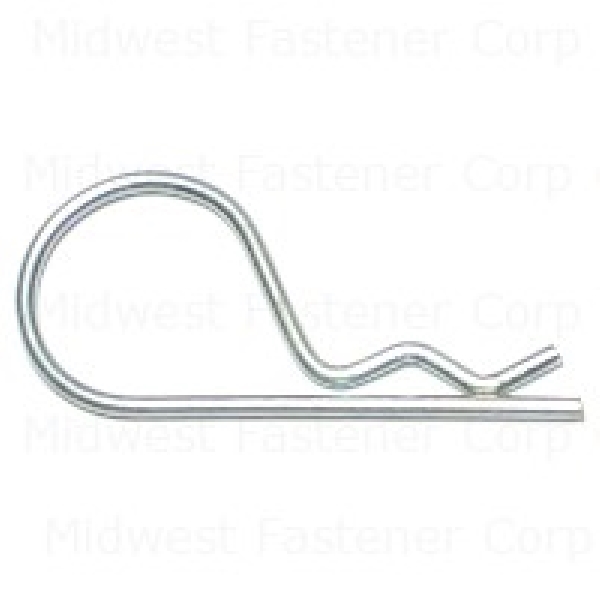 Midwest Fastener 70646 Hitch Pin Clip, 0.072 in Dia Pin, 1-7/8 in OAL, Steel