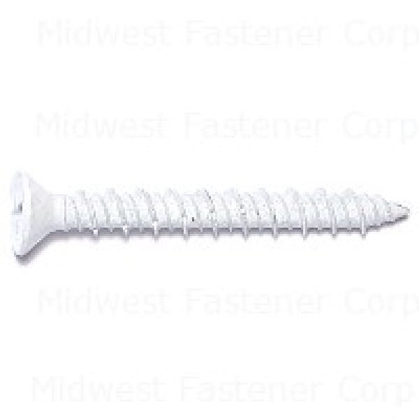 Midwest Fastener Masonry Screw, 3/16 Dia., Flat, 3 1/4 in L, Steel White  Ruspert, 100 PK 09704