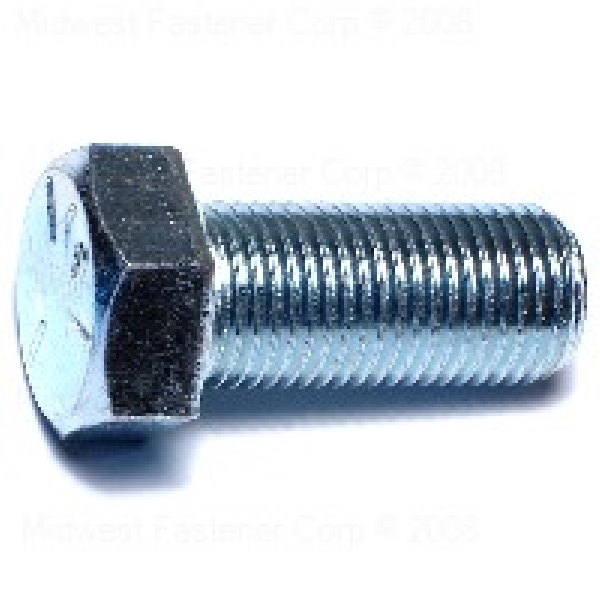 Midwest Fastener 63162 Hex Cap Screw, 9/16-18 Thread, 1-1/4 in OAL, 5 Grade, Steel, Zinc, Fine Thread, 4/PK