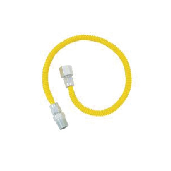 BrassCraft CSSL54-12 P Gas Connector, 1/2 in, FIP x MIP, Stainless Steel, 12 in L, 3/8 in OD