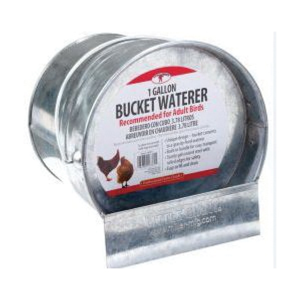 167611 Bucket Poultry Waterer, 1 gal Capacity, Galvanized Steel