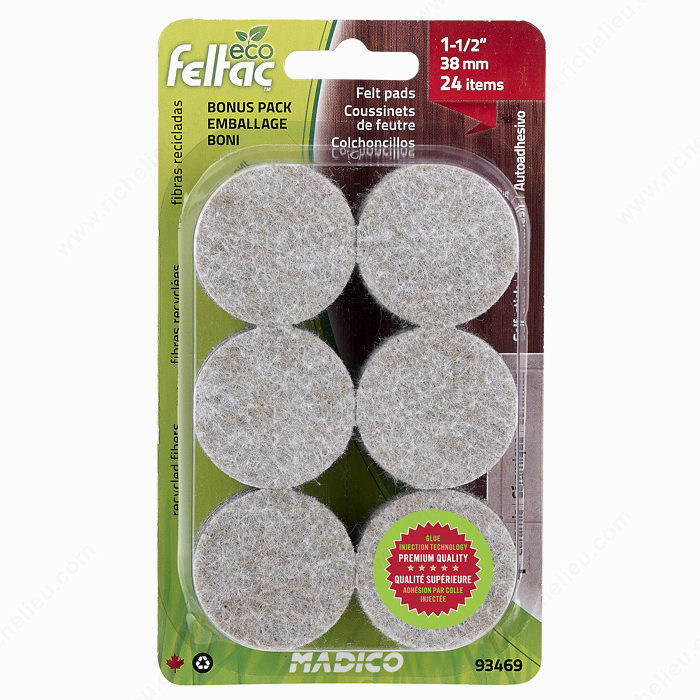 Madico 93469TV Protective Pad, Felt/Polyester, Beige, 1-1/2 in Dia, Round
