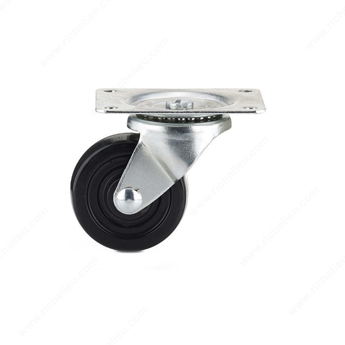 Madico F25091 Swiveling Caster, 4-9/64 in L x 3-1/8 in W Plate, 96-1/2 mm H Dimensions, 75 mm Dia Wheel, Rubber Wheel