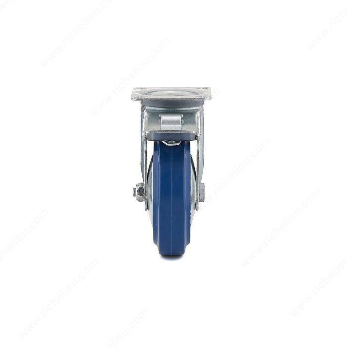 Richelieu F08339 Swivel Caster, 4-1/64 in L x 3-5/32 in W Plate, 6-3/32 in Dimensions, 4-29/32 in Dia Wheel, Blue