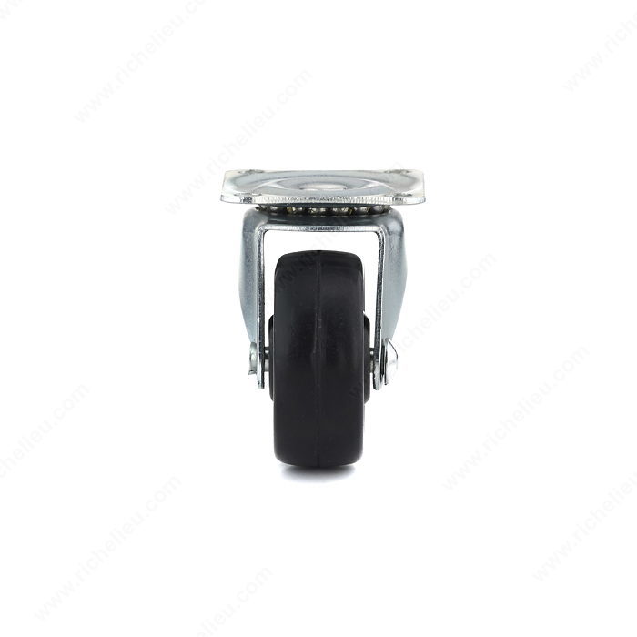 Richelieu F22901 Swivel Caster, 1-9/16 in Dia Wheel, Rubber Wheel, Black, 44.1 lb