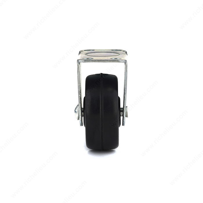 Richelieu F22903 Rigid Caster, 1-9/16 in Dia Wheel, Rubber Wheel, Black, 44.1 lb