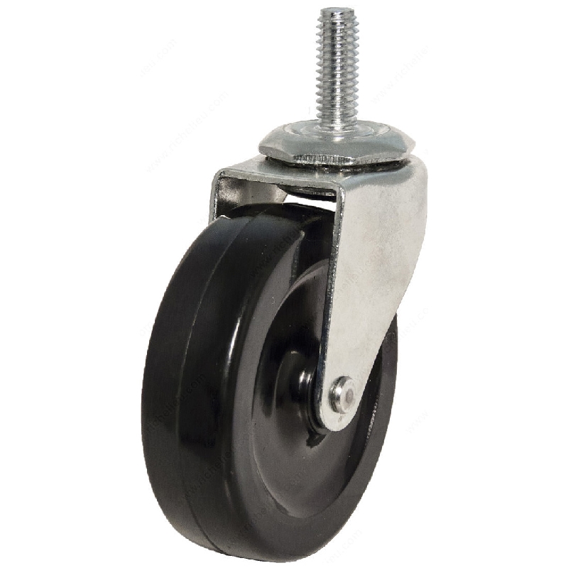 Madico F30719 Furniture Caster, 3 in Dia Wheel, Rubber Wheel, Black, Zinc