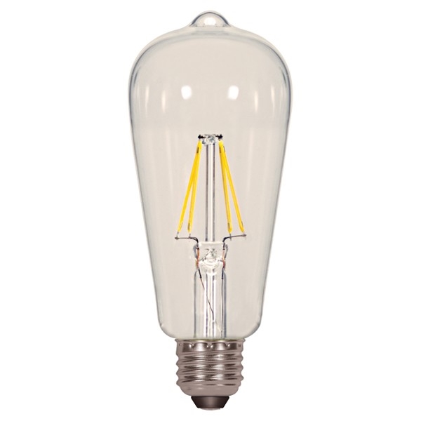 Satco S8611 LED Bulb, Decorative, 810 Lumens, 6.5 W, ST19 Lamp, 60 W Equivalent, E26 Lamp Base, Dimmable, Clear