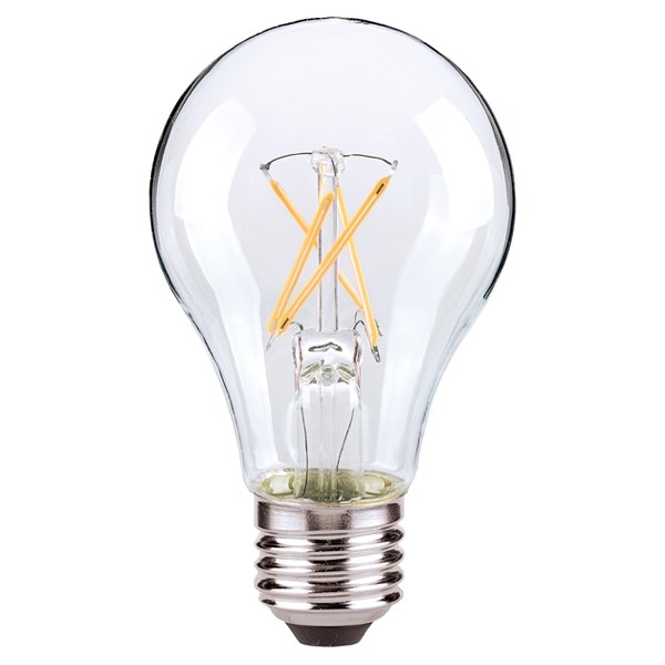 Satco S8616 LED Bulb, General Purpose, 800 Lumens, 7 W, A19 Lamp, 60 W Equivalent, E26 Lamp Base, Dimmable, Clear