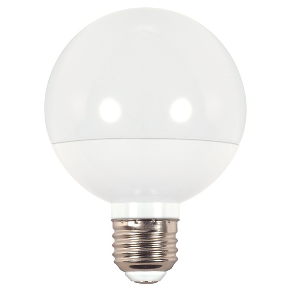 Satco S9201 LED Bulb, Globe, G25 Lamp, E26 Lamp Base, Dimmable, Frosted, Warm White Light, 3000 K Color Temp