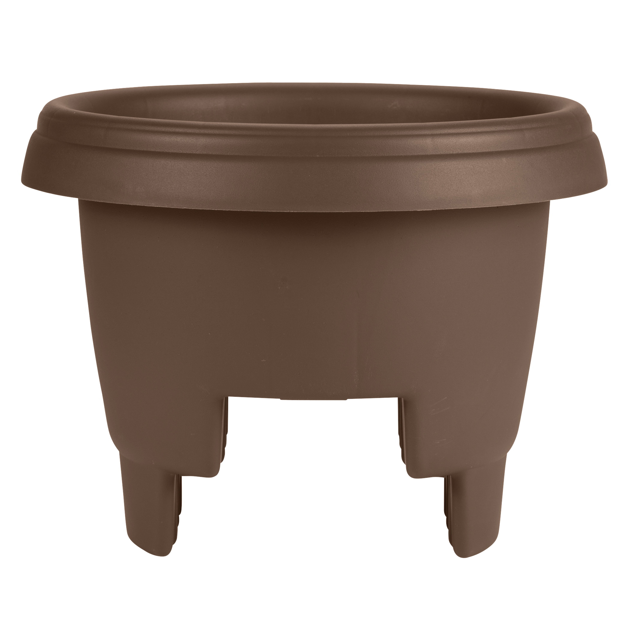 136892 Deck Rail Planter, 11.9 in Dia, 9 in H, Poly, Chocolate