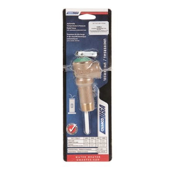 CAMCO 10453 Temperature and Pressure Valve, 3/4 in, NPT, 150 psi Setting, Brass Body - 4