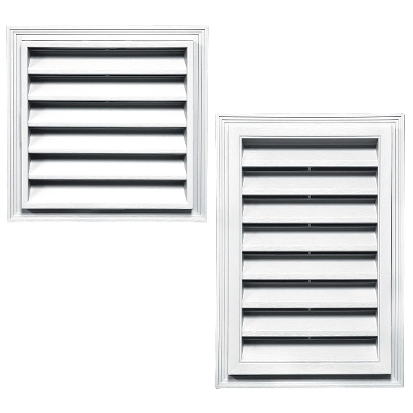 531034 Gable Vent, 24 in L, 1-3/4 in W, Rectangle, Vinyl, White