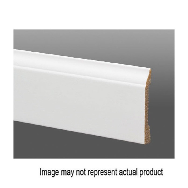 633 56330800032 Base Moulding, 8 ft L, 3-3/16 in W, 3/8 in Thick, Polystyrene, Crystal White