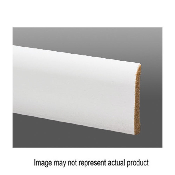713 67130800032 Ranch Base Moulding, 8 ft L, 3-3/16 in W, 7/16 in Thick, Polystyrene, Crystal White