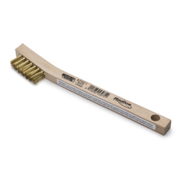 KH582 Wire Brush, 40 mm L Brush, 8 mm W Brush, Brass Bristle, 20 cm L, Wood Handle