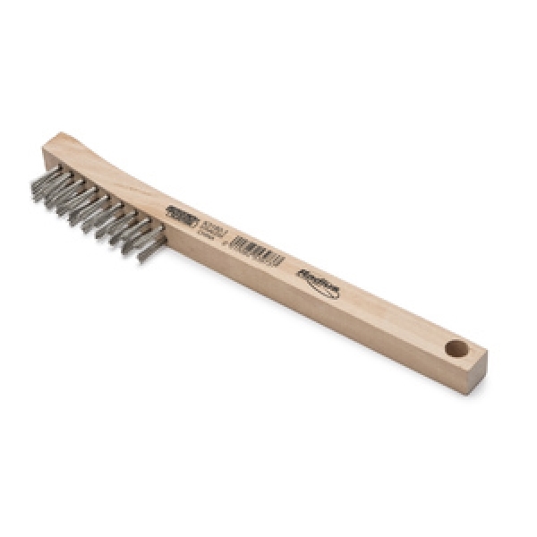 KH581 Wire Brush, 66 mm L Brush, 10 mm W Brush, Stainless Steel Bristle, 22 cm L, Wood Handle