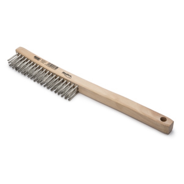 KH586 Wire Brush, 163 mm L Brush, 18 mm W Brush, Stainless Steel Bristle, 35 cm L, Wood Handle