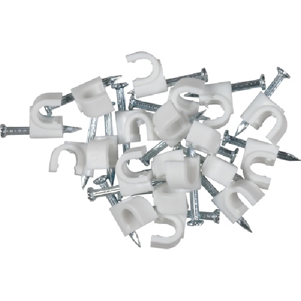 VH102R Coaxial Nail Clip, White, Wall Mounting