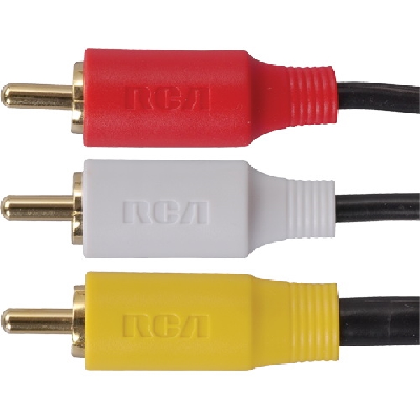 VH914R Audio and Video Cable, Male, Male, Black/Red/White/Yellow Sheath, 12 ft L