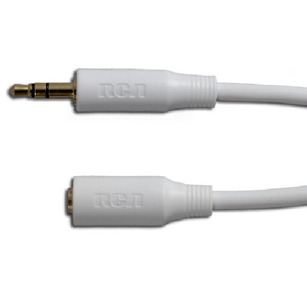 AH735Z Headphone Extension Cord, 6 ft L, Female, Male, White
