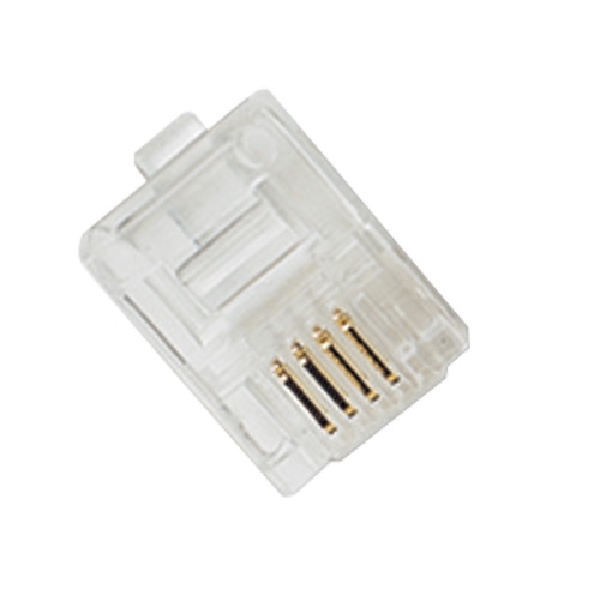 TP304R Modular Line Plug, Plastic Insulating, Clear