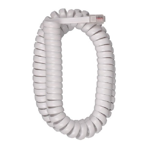 TP280WN Phone Handset Coil Cord, White Sheath, 12 ft L