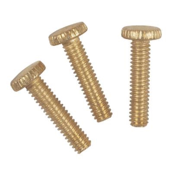 Westinghouse 70634 Screw, #8-32 Thread, 3/4 in L, Knurled Head, Brass/Steel, 3 PK