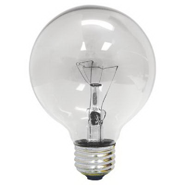 12983 Light Bulb, 25 W, G25 Lamp, E26 Medium Lamp Base, 190 Lumens, 2500 K Color Temp, Soft White Light
