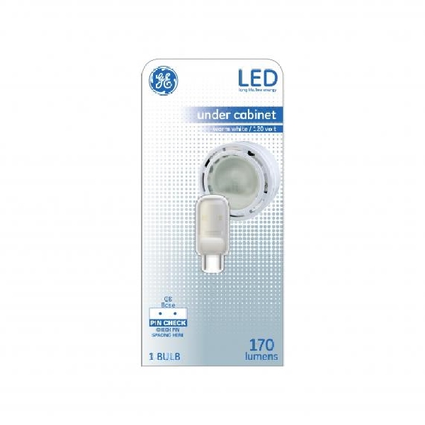 GE 29006 LED Desk Bulb, Specialty, T4 Lamp, 25 W Equivalent, G8 Lamp Base, Clear, Warm White Light, 3000 K Color Temp - 2