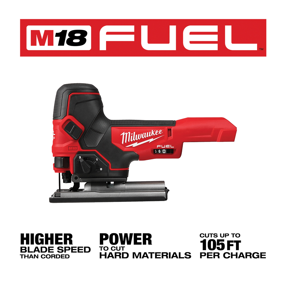 Cordless Jig Saw, Milwaukee, M18 Fuel, Barrel Grip, Tool-Less T-Shank Blade Change, 4 Orbital Settings, Tool Only - 3