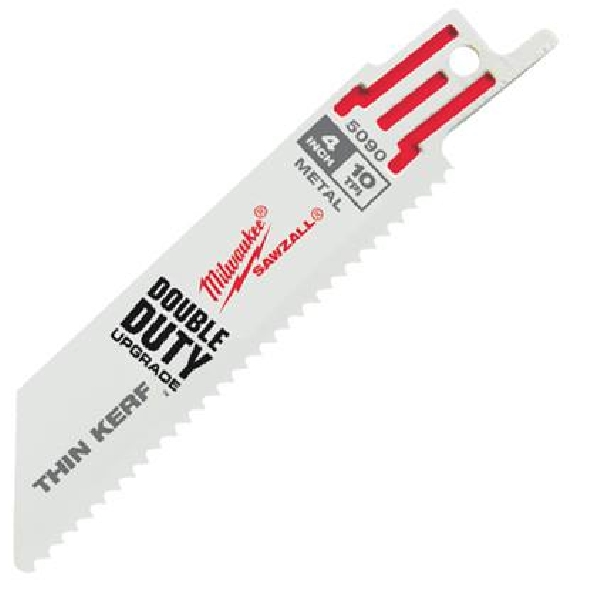 Milwaukee Sawzall 48-00-5090 Reciprocating Saw Blade, 3/4 in W, 4 in L, 10 TPI, Metal Cutting Edge - 1