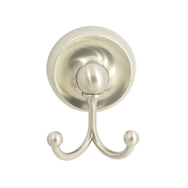 6100 Series 6102SN Robe Hook, 2-Hook, Zinc Alloy, Satin Nickel, Surface Mounting