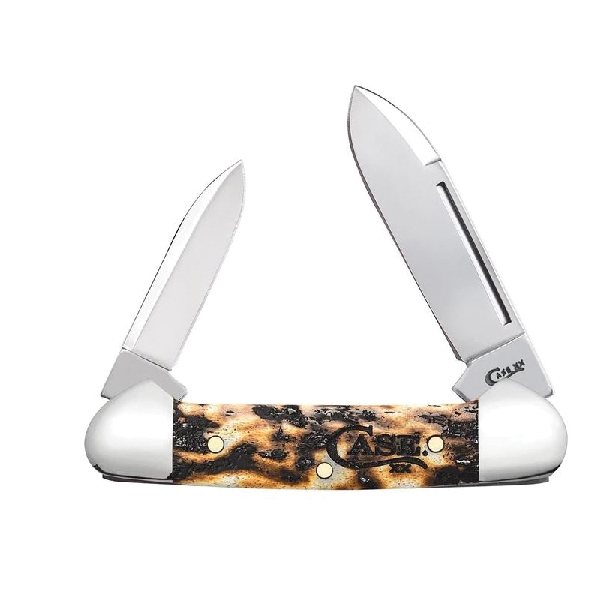 Case 67913 Baby Butterbean Knife, 1.9, 1.4 in L Blade, Stainless Steel Blade, 2-Blade, Jigged Handle, Toasted Handle