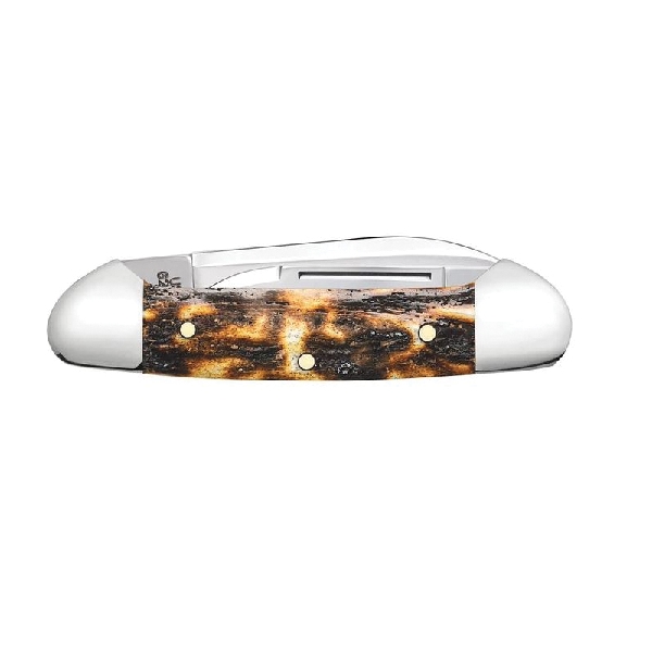 Case 67913 Baby Butterbean Knife, 1.9, 1.4 in L Blade, Stainless Steel Blade, 2-Blade, Jigged Handle, Toasted Handle
